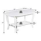 Table basse ovale avec étagère, 2 niveaux, pour 2 personnes - Espresso / Blanc / Noir