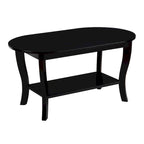 Table basse ovale avec étagère, 2 niveaux, pour 2 personnes - Espresso / Blanc / Noir