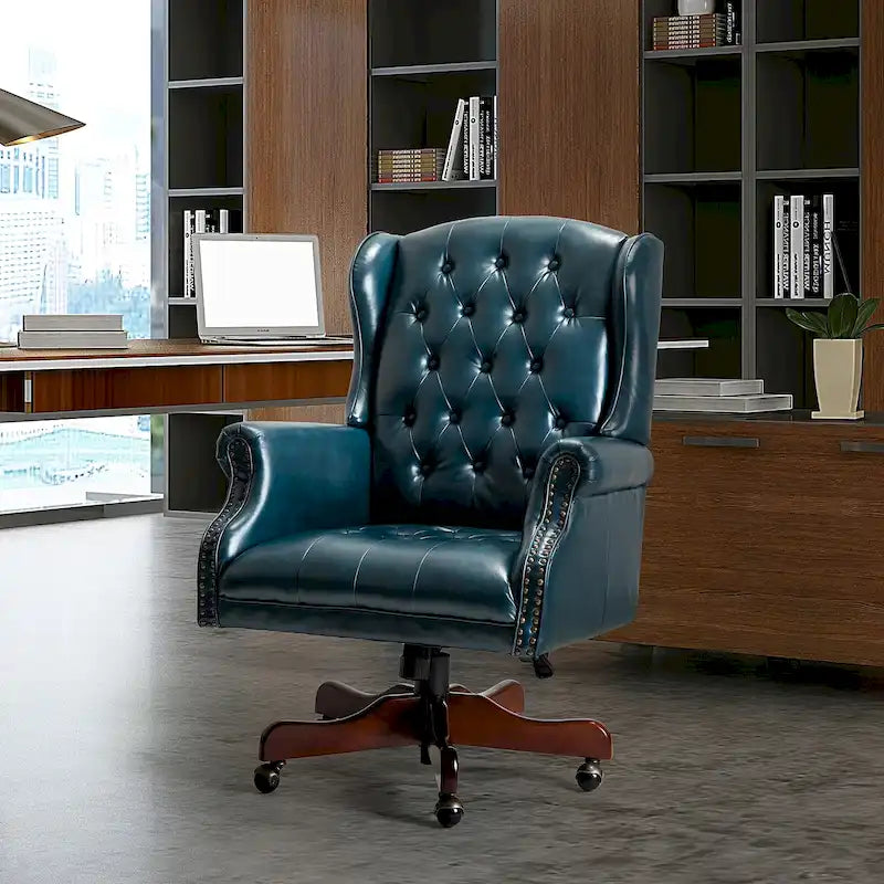 Fauteuil de bureau exécutif pivotant à dossier haut capitonné – Similicuir, 1 personne