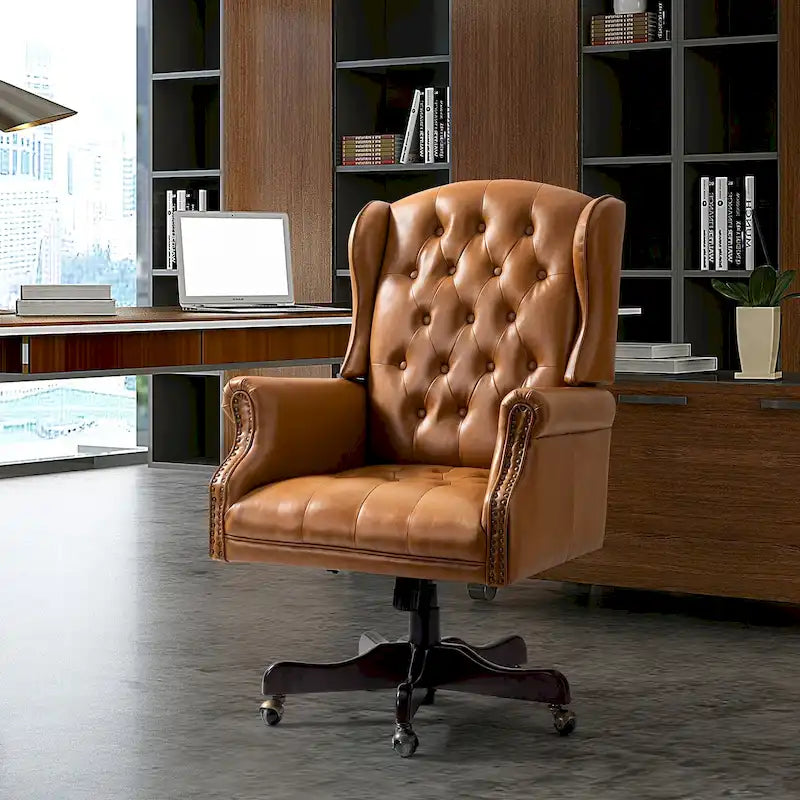 Fauteuil de bureau exécutif pivotant à dossier haut capitonné – Similicuir, 1 personne
