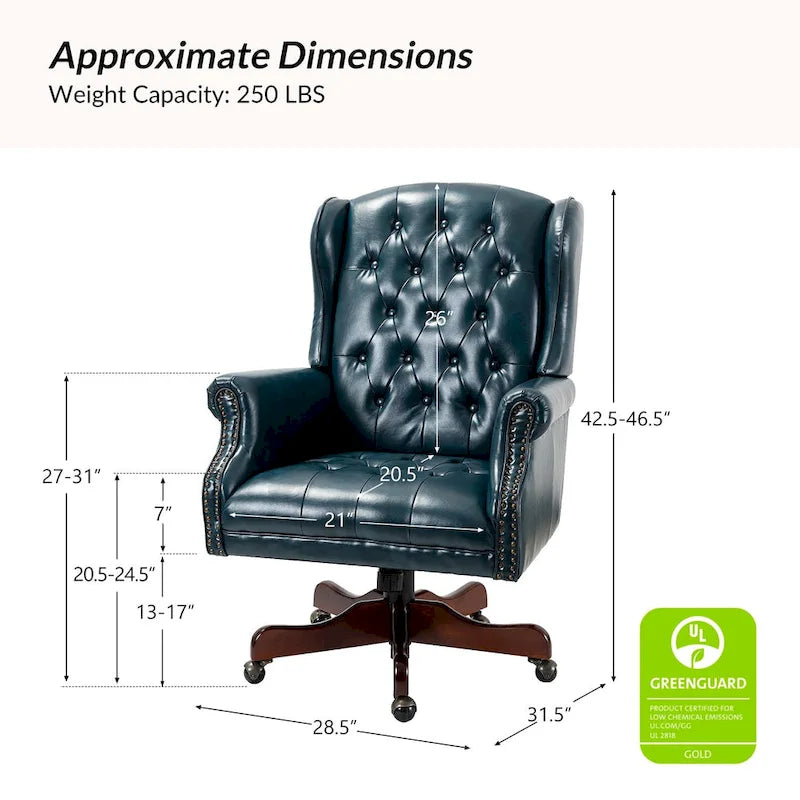 Fauteuil de bureau exécutif pivotant à dossier haut capitonné – Similicuir, 1 personne