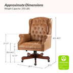 Fauteuil de bureau exécutif pivotant à dossier haut capitonné – Similicuir, 1 personne