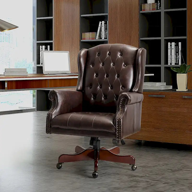 Fauteuil de bureau exécutif pivotant à dossier haut capitonné – Similicuir, 1 personne