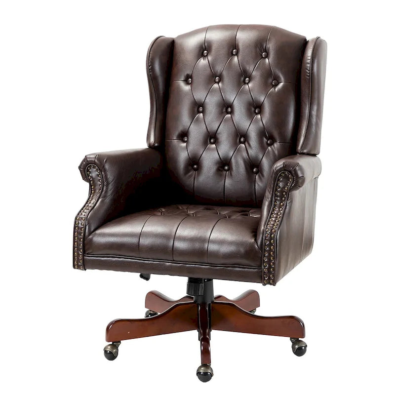 Fauteuil de bureau exécutif pivotant à dossier haut capitonné – Similicuir, 1 personne