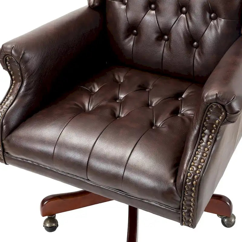 Fauteuil de bureau exécutif pivotant à dossier haut capitonné – Similicuir, 1 personne