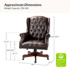 Fauteuil de bureau exécutif pivotant à dossier haut capitonné – Similicuir, 1 personne