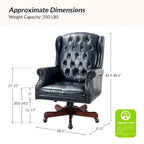 Fauteuil de bureau exécutif pivotant à dossier haut capitonné – Similicuir, 1 personne