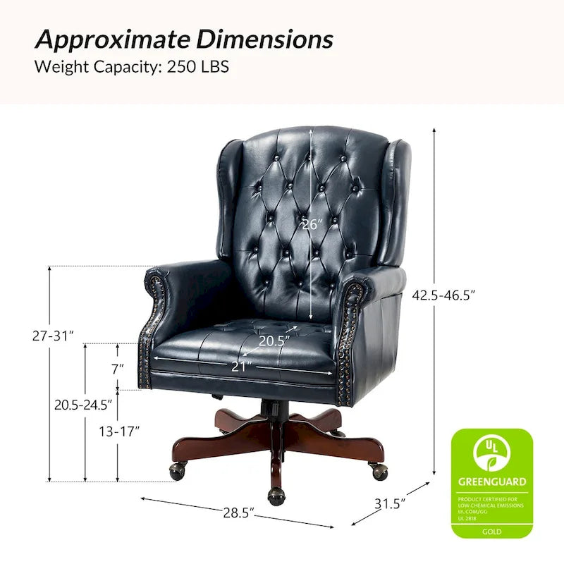Fauteuil de bureau exécutif pivotant à dossier haut capitonné – Similicuir, 1 personne