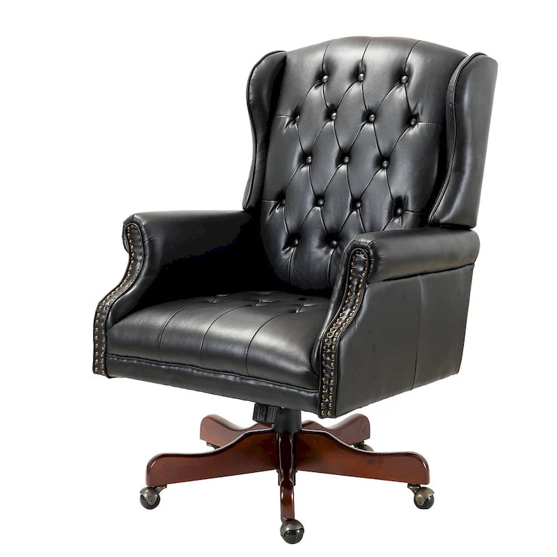 Fauteuil de bureau exécutif pivotant à dossier haut capitonné – Similicuir, 1 personne