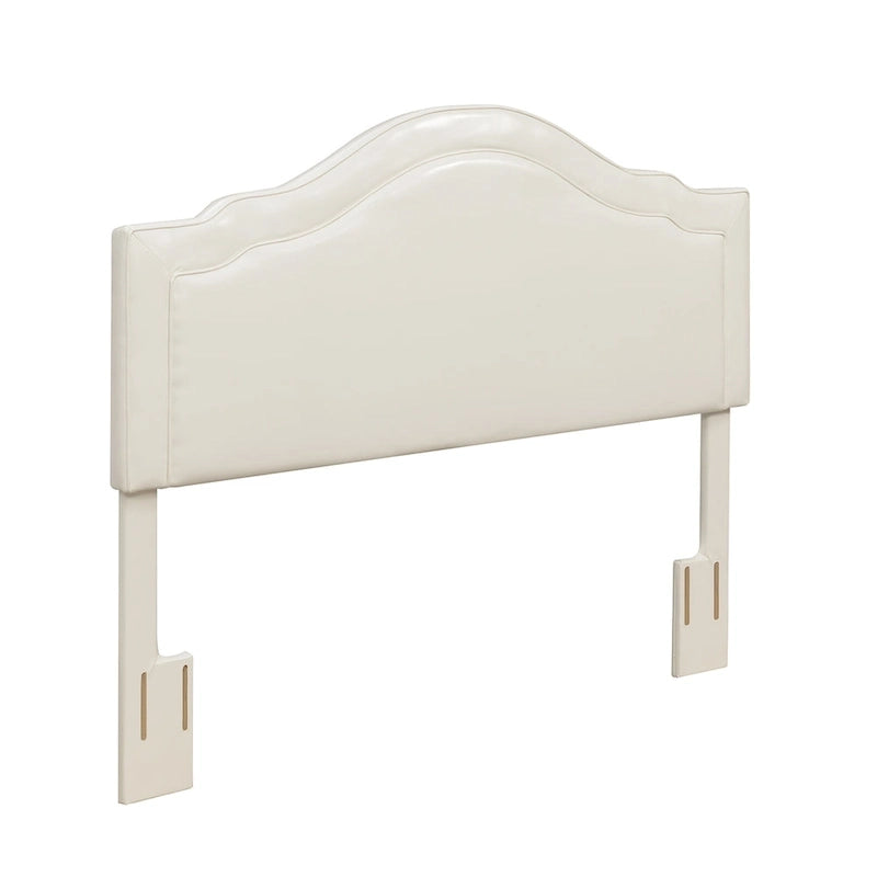 Tête de lit capitonnée Queen Camelback en similicuir crème