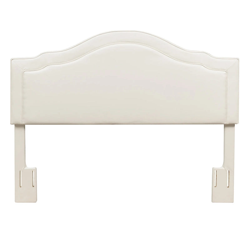 Tête de lit capitonnée Queen Camelback en similicuir crème