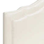 Tête de lit capitonnée Queen Camelback en similicuir crème