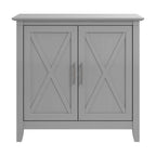 Meuble de rangement 2 portes style ferme Cape Cod Gris / Gris lavé / Chêne blanc pur avec accents en X, à usage unique