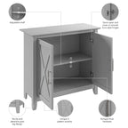 Meuble de rangement 2 portes style ferme Cape Cod Gris / Gris lavé / Chêne blanc pur avec accents en X, à usage unique