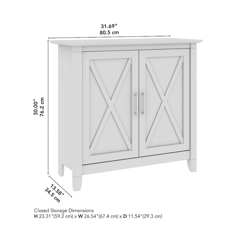 Meuble de rangement 2 portes style ferme Cape Cod Gris / Gris lavé / Chêne blanc pur avec accents en X, à usage unique