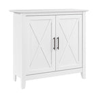 Meuble de rangement 2 portes style ferme Cape Cod Gris / Gris lavé / Chêne blanc pur avec accents en X, à usage unique