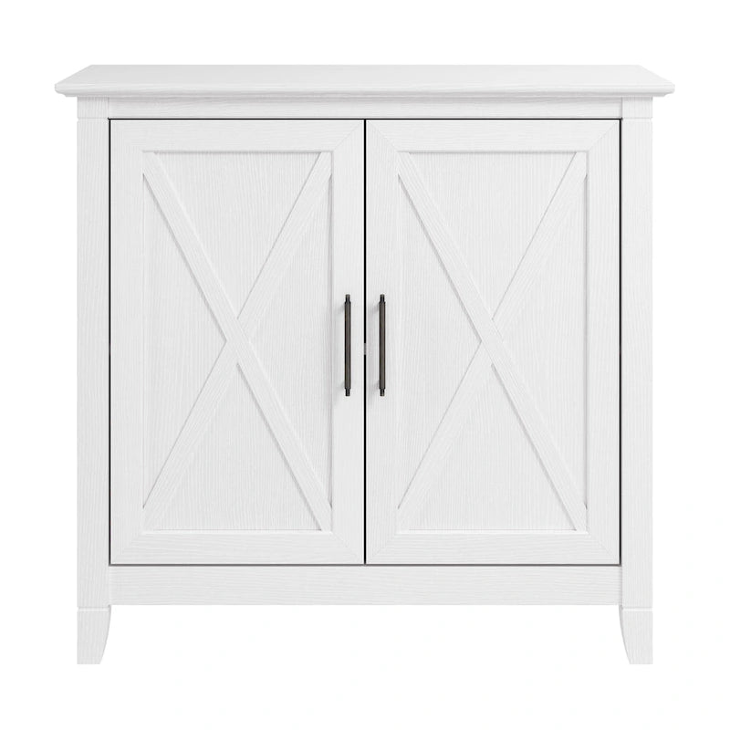 Meuble de rangement 2 portes style ferme Cape Cod Gris / Gris lavé / Chêne blanc pur avec accents en X, à usage unique