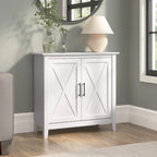 Meuble de rangement 2 portes style ferme Cape Cod Gris / Gris lavé / Chêne blanc pur avec accents en X, à usage unique