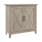 Meuble de rangement 2 portes style ferme Cape Cod Gris / Gris lavé / Chêne blanc pur avec accents en X, à usage unique