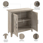 Meuble de rangement 2 portes style ferme Cape Cod Gris / Gris lavé / Chêne blanc pur avec accents en X, à usage unique