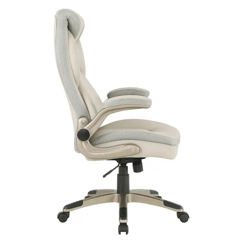 Fauteuil de bureau de direction en cuir reconstitué taupe / noir / anthracite, simple