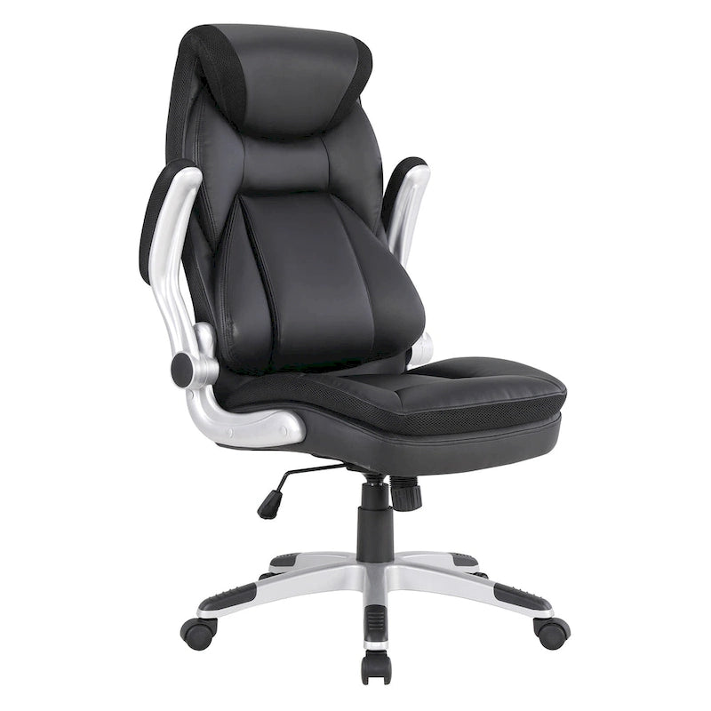 Fauteuil de bureau de direction en cuir reconstitué taupe / noir / anthracite, simple