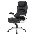 Fauteuil de bureau de direction en cuir reconstitué taupe / noir / anthracite, simple