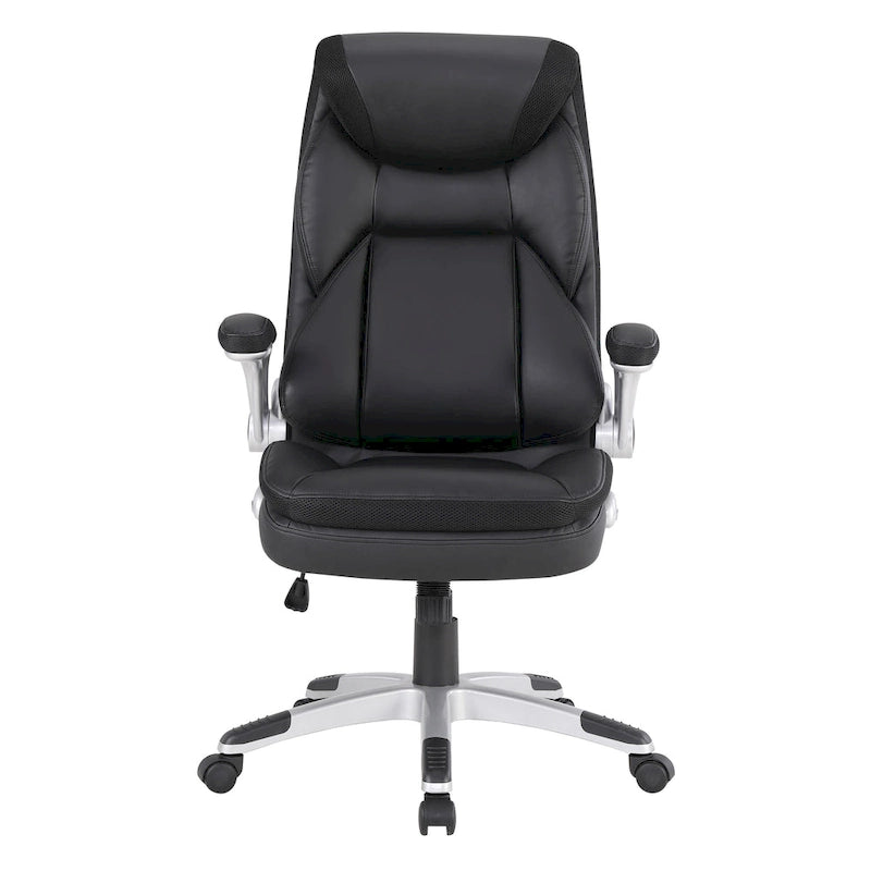 Fauteuil de bureau de direction en cuir reconstitué taupe / noir / anthracite, simple