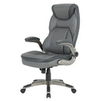 Fauteuil de bureau de direction en cuir reconstitué taupe / noir / anthracite, simple