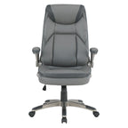 Fauteuil de bureau de direction en cuir reconstitué taupe / noir / anthracite, simple