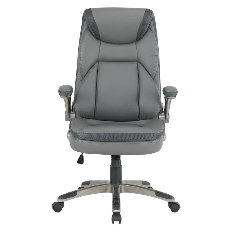 Fauteuil de bureau de direction en cuir reconstitué taupe / noir / anthracite, simple