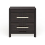 Table de chevet transitionnelle à 2 tiroirs Espresso / Gris / Chêne clair / Blanc, 1 personne
