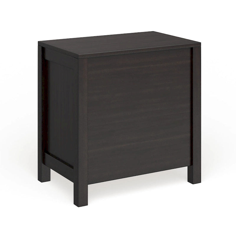 Table de chevet transitionnelle à 2 tiroirs Espresso / Gris / Chêne clair / Blanc, 1 personne