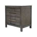 Table de chevet transitionnelle à 2 tiroirs Espresso / Gris / Chêne clair / Blanc, 1 personne