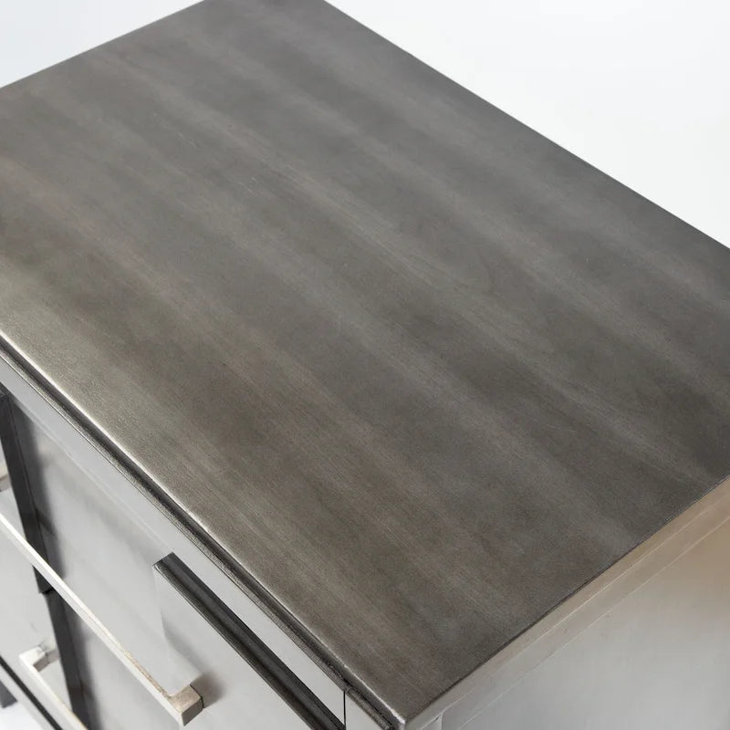 Table de chevet transitionnelle à 2 tiroirs Espresso / Gris / Chêne clair / Blanc, 1 personne