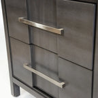 Table de chevet transitionnelle à 2 tiroirs Espresso / Gris / Chêne clair / Blanc, 1 personne