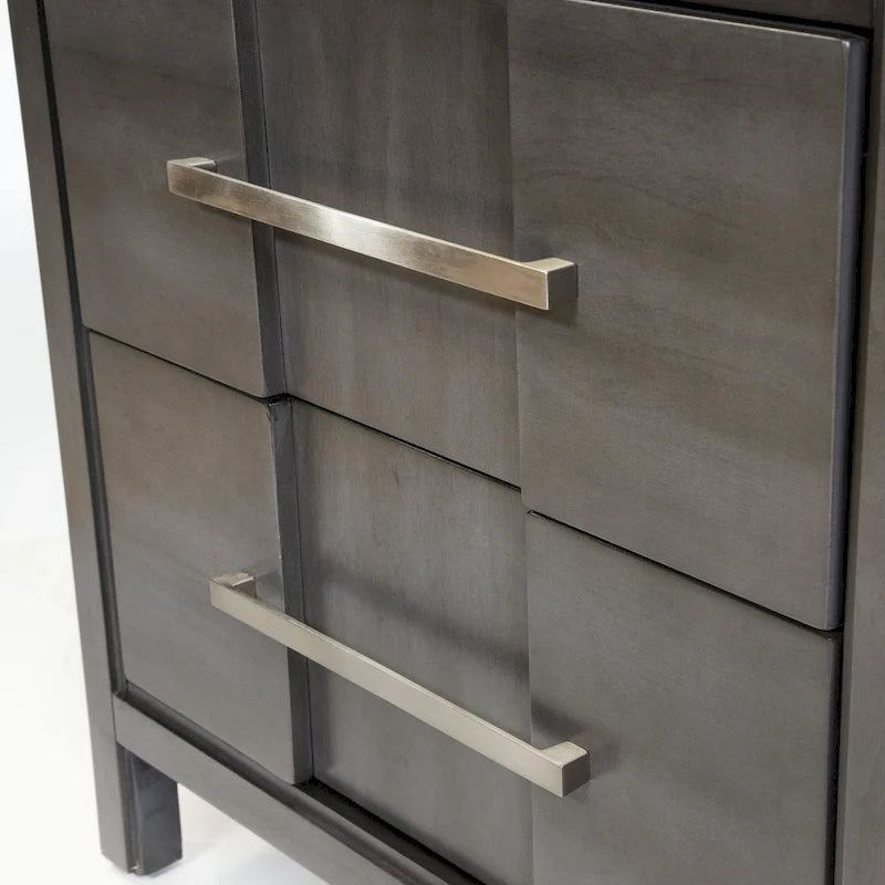 Table de chevet transitionnelle à 2 tiroirs Espresso / Gris / Chêne clair / Blanc, 1 personne