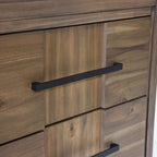 Table de chevet transitionnelle à 2 tiroirs Espresso / Gris / Chêne clair / Blanc, 1 personne