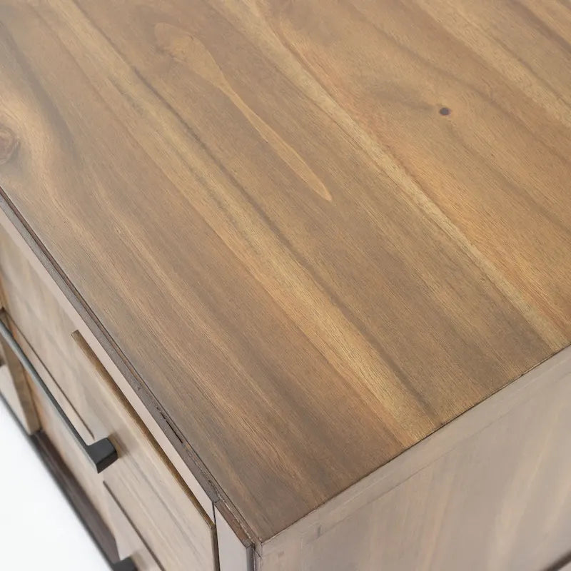 Table de chevet transitionnelle à 2 tiroirs Espresso / Gris / Chêne clair / Blanc, 1 personne