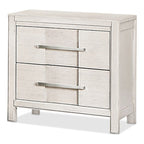 Table de chevet transitionnelle à 2 tiroirs Espresso / Gris / Chêne clair / Blanc, 1 personne