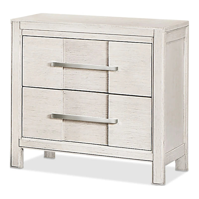Table de chevet transitionnelle à 2 tiroirs Espresso / Gris / Chêne clair / Blanc, 1 personne