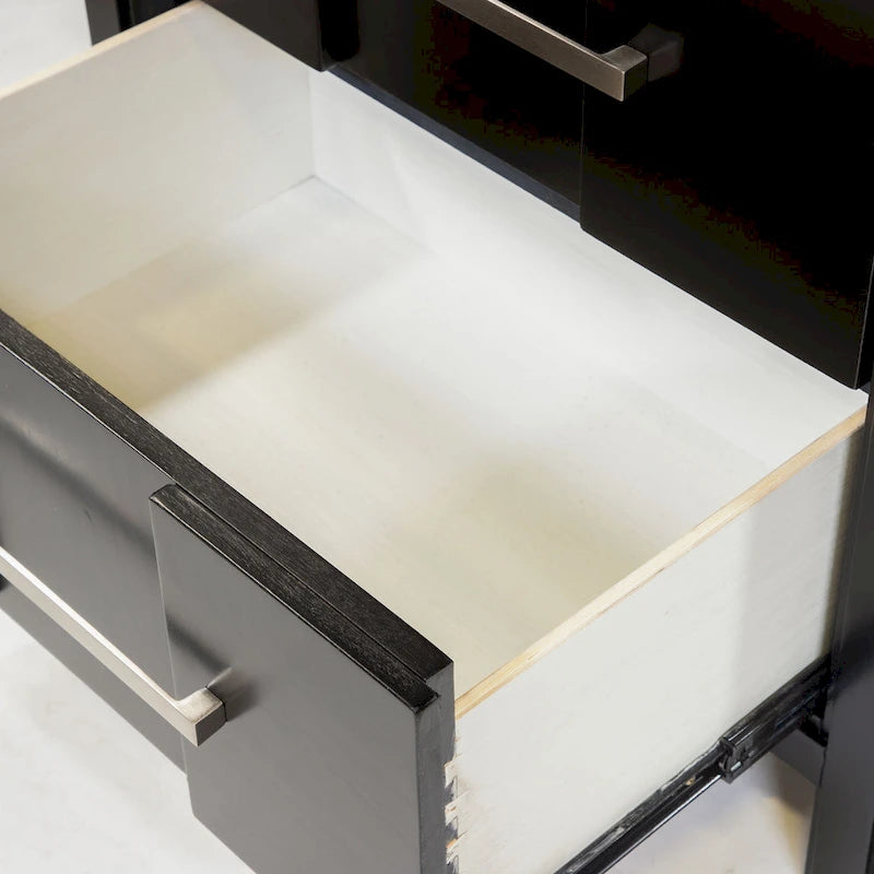 Table de chevet transitionnelle à 2 tiroirs Espresso / Gris / Chêne clair / Blanc, 1 personne