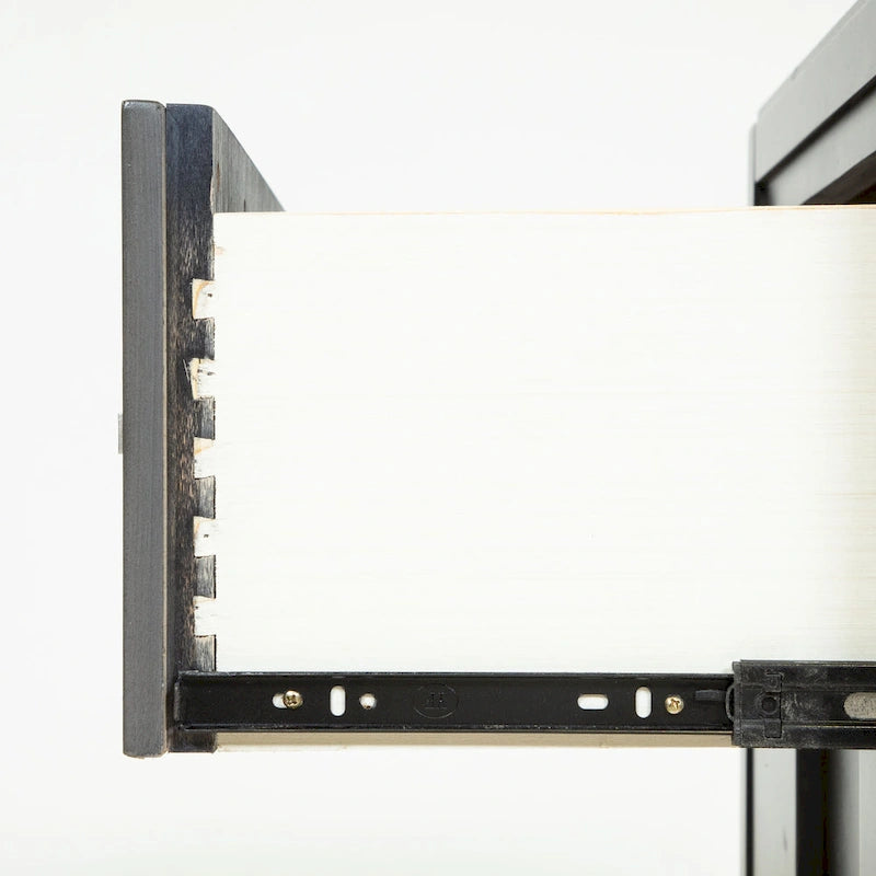 Table de chevet transitionnelle à 2 tiroirs Espresso / Gris / Chêne clair / Blanc, 1 personne