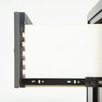 Table de chevet transitionnelle à 2 tiroirs Espresso / Gris / Chêne clair / Blanc, 1 personne