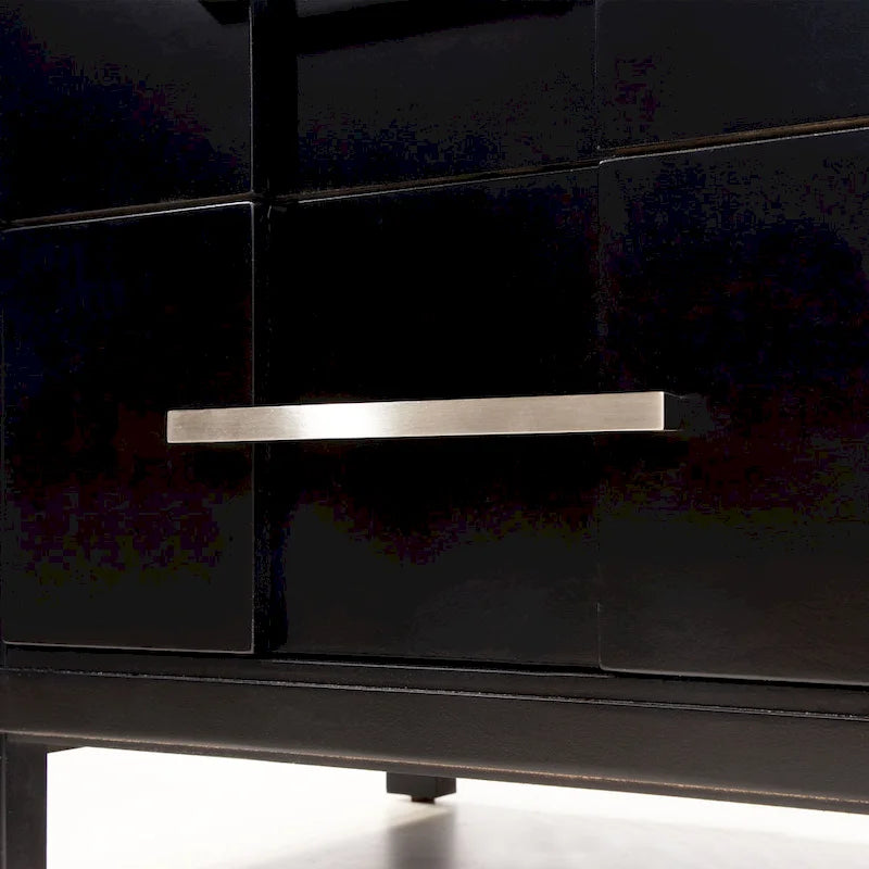 Table de chevet transitionnelle à 2 tiroirs Espresso / Gris / Chêne clair / Blanc, 1 personne