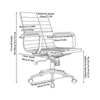 Chaise de bureau pivotante côtelée gris/blanc/noir/vert/marron avec accoudoirs, individuelle