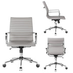 Chaise de bureau pivotante côtelée gris/blanc/noir/vert/marron avec accoudoirs, individuelle