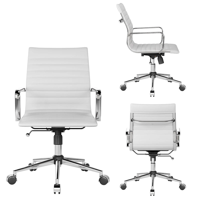 Chaise de bureau pivotante côtelée gris/blanc/noir/vert/marron avec accoudoirs, individuelle