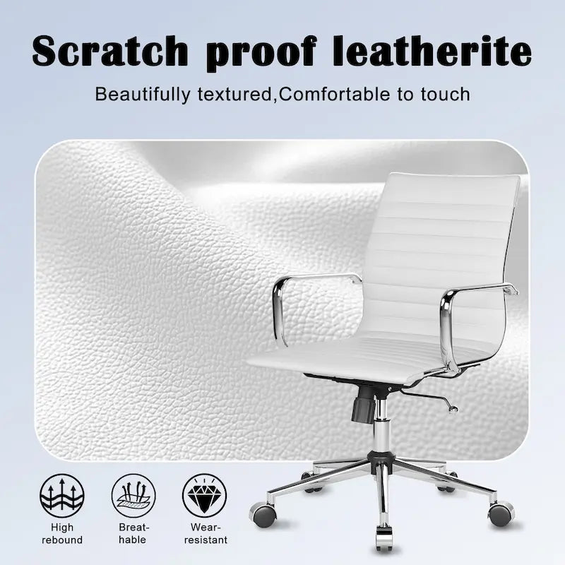 Chaise de bureau pivotante côtelée gris/blanc/noir/vert/marron avec accoudoirs, individuelle