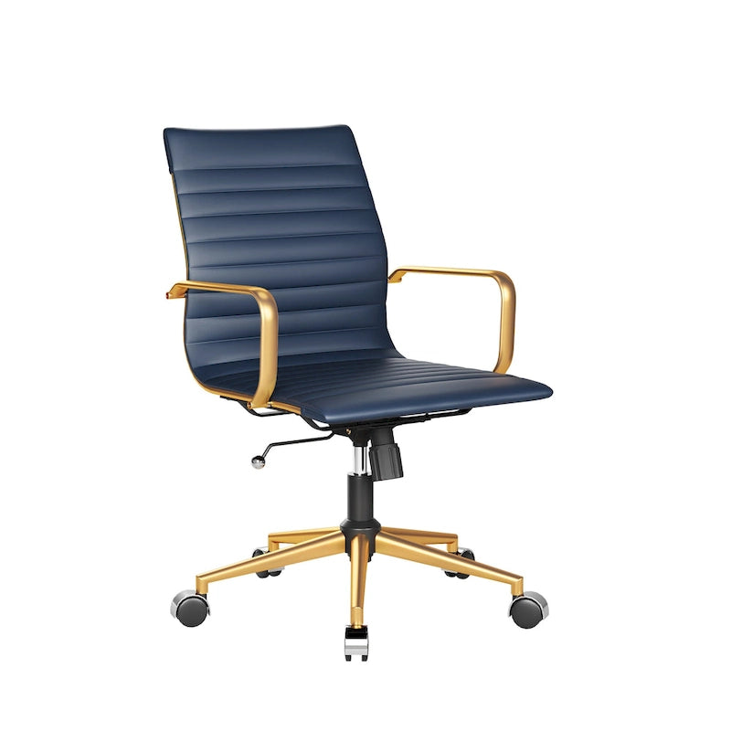 Chaise de bureau pivotante côtelée gris/blanc/noir/vert/marron avec accoudoirs, individuelle